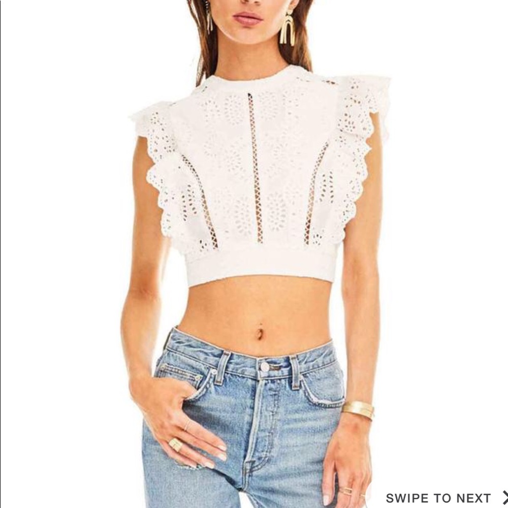 Astro Connie crop top white eyelet NWT
